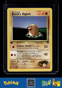 Pokemon Gym Challenge 067/132 Brock's Diglett 1st Ed - Image 1