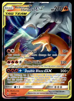Pokemon TCG Unbroken Bonds #20/214 Reshiram & Charizard GX LP+ - Image 1