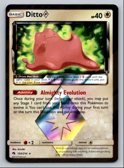 2018 SUN & MOON - LOST THUNDER DITTO PRISM STAR BASIC/RARE PRISM STAR #154 - Image 1