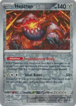 HEATRAN 123/167 TWILIGHT MASQUERADE POKEMON (REVERSE HOLO, NM) - Image 1