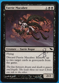 Faerie Macabre Shadowmoor NM Black Common SIGNED MTG CARD (ID# 504684) ABUGames - Image 1