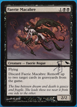 Faerie Macabre Shadowmoor NM Black Common SIGNED MTG CARD (ID# 504683) ABUGames - Image 1