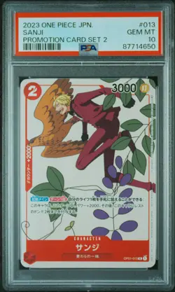 2023 ONE PIECE JPN PROMOS PROMOTION CARD SET 2 #013 SANJI PSA 10 - Image 1