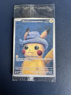 Pikachu With Grey Felt Hat 085 Promo Pokemon Van Gogh Card Sealed In Package - Image 1