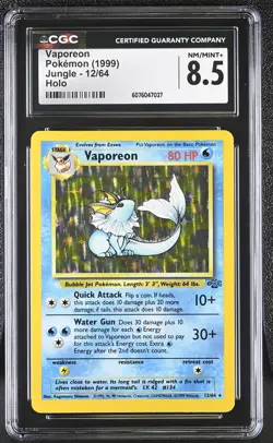 CGC 8.5 Vaporeon 1999 Jungle 12/64 Holo Pokemon Card - Image 1