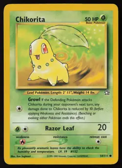 Chikorita (54) 054/111 Neo Genesis Pokemon TCG LP - NM - Image 1