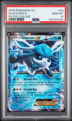 2016 POKEMON XY FATES COLLIDE #20 GLACEON EX PSA 10 - Image 1