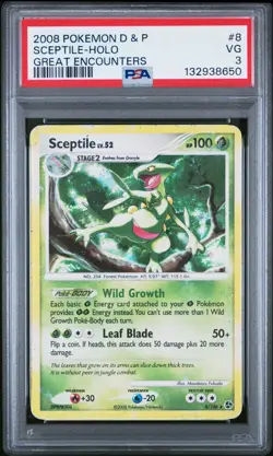 2008 Pokemon Great Encounters SCEPTILE Holo PSA 3 #8/106 Diamond & Pearl - Image 1