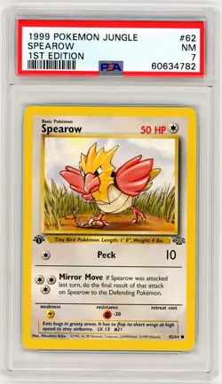 1999 Pokemon Jungle #62 Spearow 1st Edition PSA 7 - Image 1