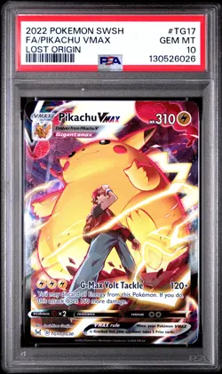 2022 POKEMON SWORD & SHIELD LOST ORIGIN #TG17 FULL ART/PIKACHU VMAX PSA 10 - Image 1