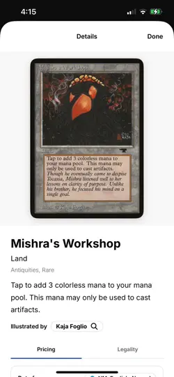 Mishras Workshop Antiquities MTG Non-Foil Rare Card Lightly Played Condition - Image 1