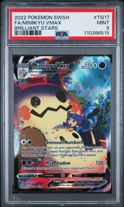 2022 POKEMON SWORD & SHIELD BRILLIANT STARS #TG17 FULL ART/MIMIKYU VMAX PSA 9 - Image 1