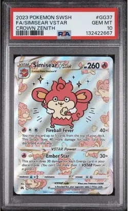 Pokemon TCG Crown Zenith Galarian Gallery Simisear VSTAR #GG37/GG70 PSA 10 ???? - Image 1