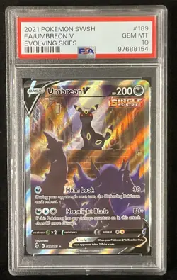 2021 POKEMON SWORD & SHIELD EVOLVING SKIES #189 FULL ART/UMBREON V PSA 10 - Image 1