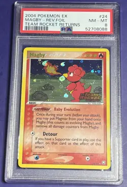 PSA 8 Magby 24/109 Reverse Foil EX Team Rocket Returns Pokemon 2004 - Image 1