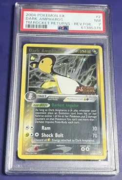 PSA 7 Dark Ampharos 2/109 Team Rocket Returns Reverse Holo Pokemon 2004 - Image 1