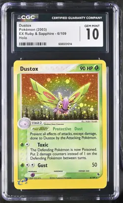 CGC 10 GEM MINT Dustox 2003 EX Ruby & Sapphire 6/109 Holo SWIRL Pokemon Card - Image 1