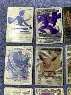 Set of 25 Pokemon Mewtwo,Flareon,Pikachu&Cosplay&More Gold Foil Fan Art Cards - Image 2