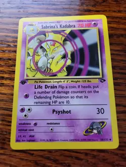 Pokemon Card - Sabrina's Kadabra Gym Challenge 1st Edition 58/132 Uncommon LP! - Image 1