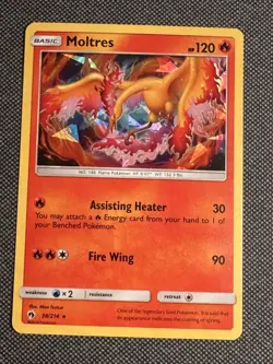 Pokemon Moltres TCG Sun & Moon Lost Thunder Cracked Ice Holo Rare Card 38/214 NM - Image 1