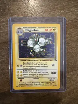 Magneton Pokemon TCG Unlimited Holo Rare Card 11/62 Fossil Set - Image 1