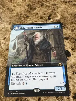 MALEVOLENT HERMIT Magic MTG Innistrad Midnight Hunt Extended Art - Image 1