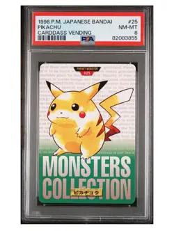 1996 POKEMON JAPANESE BANDAI CARDDASS VENDING #25 PIKACHU RC ROOKIE PSA 8 - Image 1