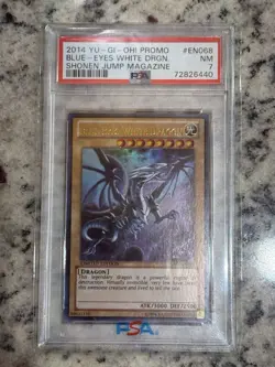 PSA 7 Blue-Eyes White Dragon JUMP-EN068 Shonen Jump Magazine 2014 Yugioh Promo - Image 1