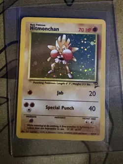 Pokemon TCG Hitmonchan Base Set 2 Holo Unlimited Rare Card 8/130 Swirl! - Image 1
