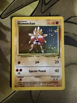 Pokemon TCG Hitmonchan Base Set 2 Holo Unlimited Rare Card 8/130 Swirl! - Image 2