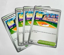 Lively Stadium 180/191 x4 4x Pokemon Card 2024 Surging Sparks Playset - Image 1
