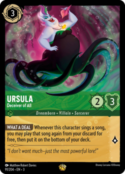 Ursula Deceiver of All - 91/204- Into the Inklands - Lorcana Card English EN-3 - Image 1