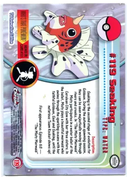 Seaking #119 - Topps Chrome Series 2 Pokemon Card Near Mint - Image 2