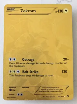 Pokemon Tcg Zekrom 115/113 Gold Secret Legendary Treasures English Holo Tcg Card - Image 1