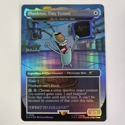 Plankton, Tiny Tyrant Foil Secret Lair Legends MTG Skrelv, Defector Mite - Image 1