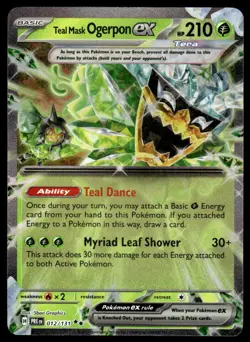 Pokemon TCG Prismatic Evolutions #012/131 Teal Mask Ogerpon EX NM - Image 1