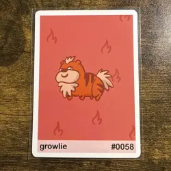 Near Mint Pookiemoot Growlie Growlithe #0058 Derp Pokemon Fan Art Card - Image 1