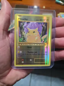 misprinted/error Pokemon card - specifically a holographic Pikachu from the XY - Image 1