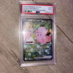 2025 Pokemon JTG Lillie’s Clefairy #184 EX Alt Art SIR PSA 9 Journey Together - Image 1