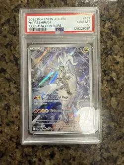 2025 POKEMON JTG EN-JOURNEY TOGETHER ILLUSTRATION RARE #167 N'S RESHIRAM PSA 10 - Image 1