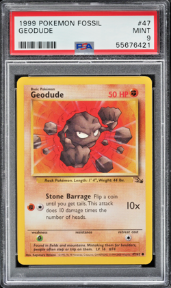 GEODUDE 1999 Pokemon Fossil #47 PSA 9 Mint - Image 1