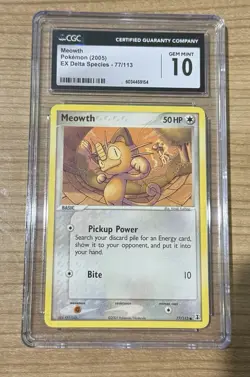 Pokemon TCG Meowth 77/113 EX Delta Species 2005 CGC GEM MINT 10 - Image 1