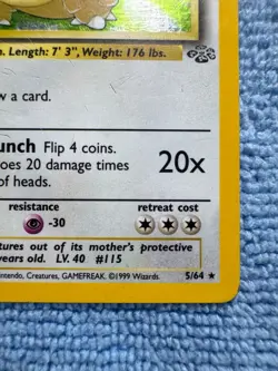 Pokemon TCG Kangaskhan Jungle 5/64 Holo - Vintage - MP - Image 5