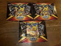 ?POKEMON: LOT OF 3 Shining Fates Pikachu V Collection Box NEW FACTORY SEALED - Image 1