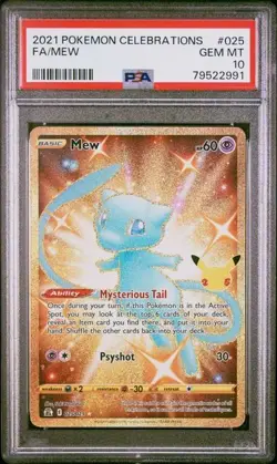 2021 POKEMON CELEBRATIONS #025 Gem Mint FULL ART FA MEW PSA 10 - Image 1