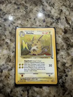 Raichu 14/62 MP/LP Played Fossil Set 1999 Pokemon Card Holo Rare Holofoil - Image 1