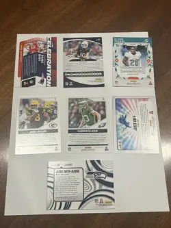 Football 7 Card Lot Maye, Nix, Jacob’s, Goff, Smith Njigba Patch And More - Image 2