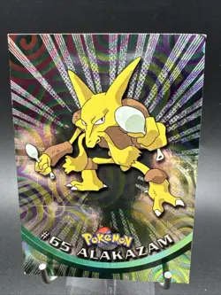 Topps Pokemon Card TV Series 1 Rainbow Foil Black Logo #65 Alakazam - Image 2