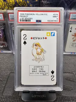 1998 Pokemon Pidgeot Yellow Back Poker Playing Card 3 of Spades - PSA 8 - Image 1