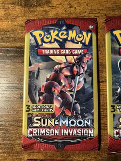 Pokemon Sun & Moon Crimson Invasion 3-Card Booster Packs Complete Art Set 4 Pack - Image 2